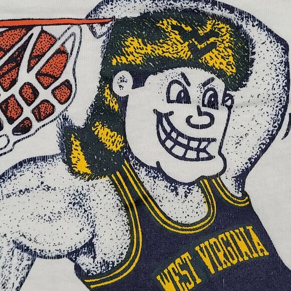 Vintage 90s WVU Basketball Shirt XS/S 17x25 White West-Virginia - Picture 11 of 16